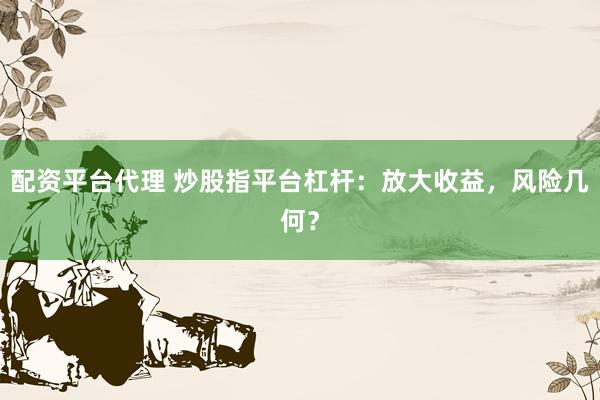 配资平台代理 炒股指平台杠杆：放大收益，风险几何？