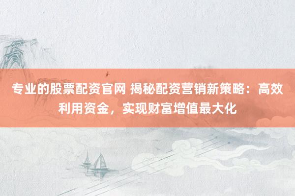 专业的股票配资官网 揭秘配资营销新策略：高效利用资金，实现财富增值最大化