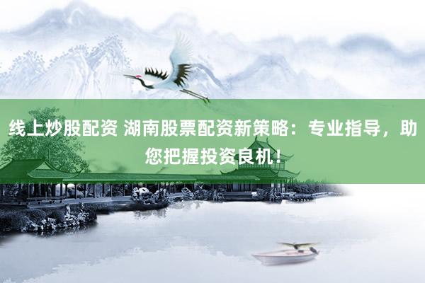 线上炒股配资 湖南股票配资新策略：专业指导，助您把握投资良机！