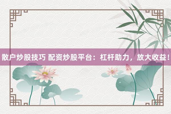 散户炒股技巧 配资炒股平台：杠杆助力，放大收益！