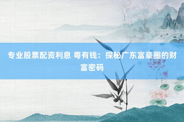 专业股票配资利息 粤有钱：探秘广东富豪圈的财富密码