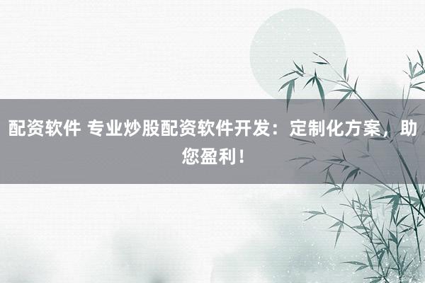 配资软件 专业炒股配资软件开发：定制化方案，助您盈利！