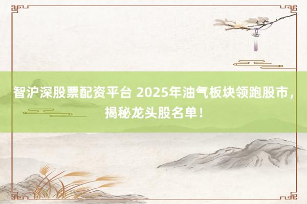 智沪深股票配资平台 2025年油气板块领跑股市,揭秘龙头股名单!