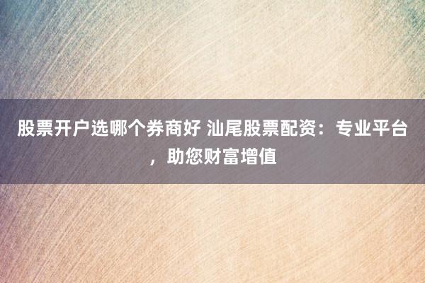 股票开户选哪个券商好 汕尾股票配资：专业平台，助您财富增值