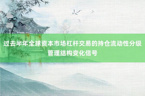 过去半年全球资本市场杠杆交易的持仓流动性分级管理结构变化信号