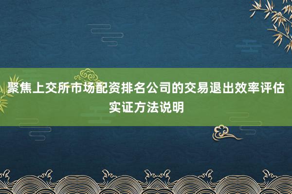 聚焦上交所市场配资排名公司的交易退出效率评估实证方法说明
