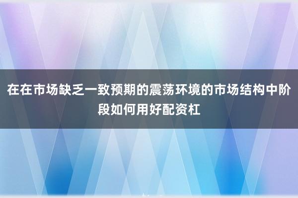 在在市场缺乏一致预期的震荡环境的市场结构中阶段如何用好配资杠